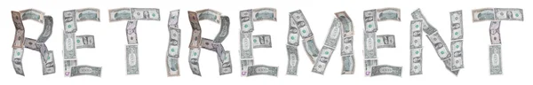 Ruhestand - geschrieben mit Geldscheinen auf weißem Hintergrund — Stockfoto
