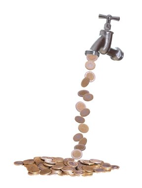 Faucet were european currency drops out clipart