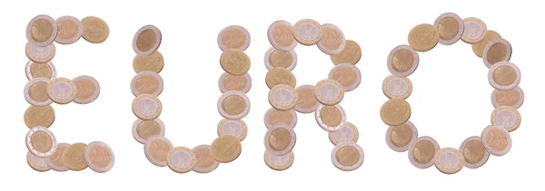 Euro - written with coins on white background — Stock Photo, Image