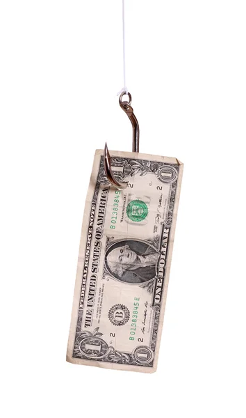 Fishhook with dollar note — Stock Photo, Image