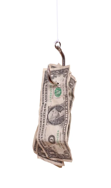 Dollars op fishhook — Stockfoto