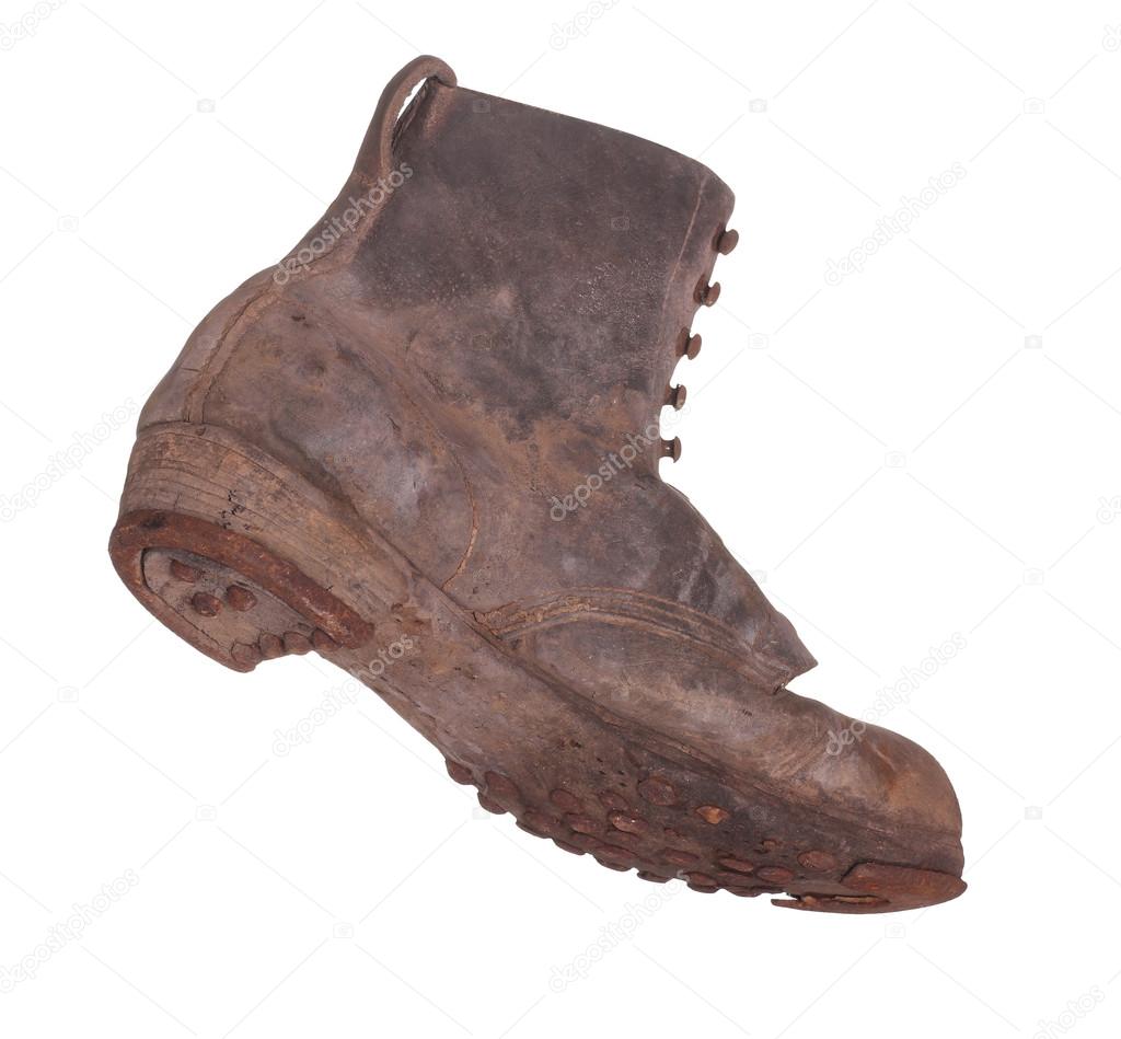 Old boot with steel shoe sole