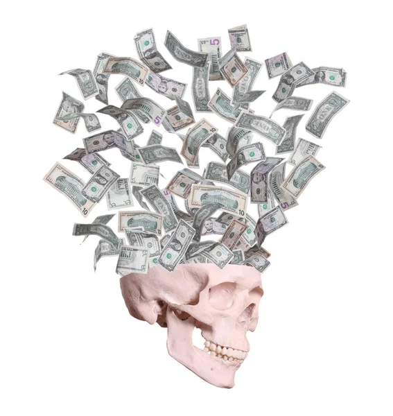 Dólares volando fuera del cráneo —  Fotos de Stock