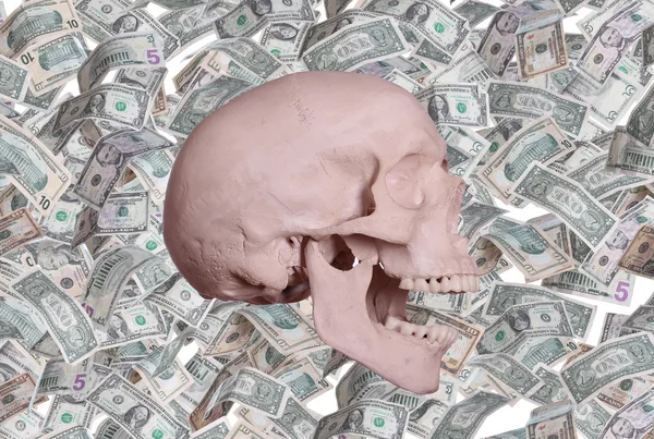 Screaming skull and dollars — Stock Photo, Image