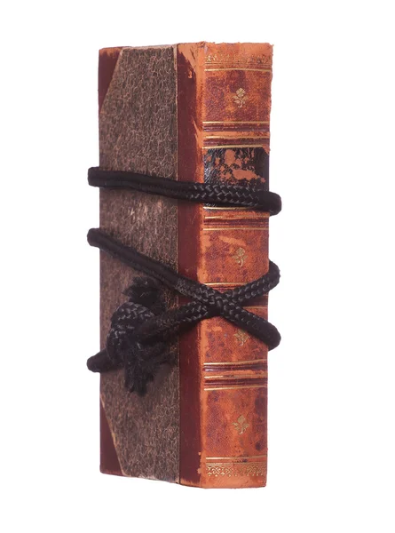Livro velho protegido com corda preta — Fotografia de Stock