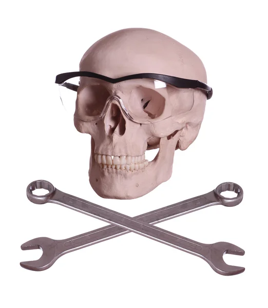 Bones and skull with glasses — Stock Photo, Image