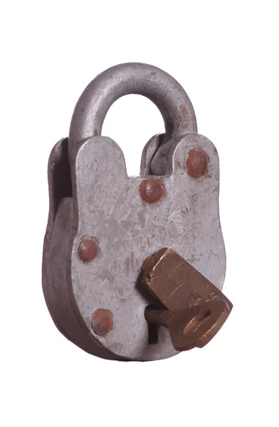 Old padlock with key — Stock Photo, Image