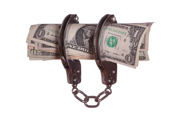 Dollar mit Handschellen geschützt — Stockfoto