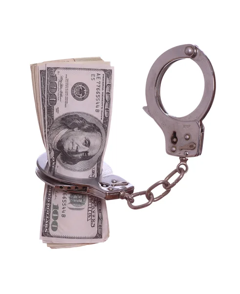 100 dollar notes in handcuff — Stock Photo, Image