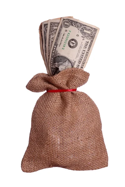 Dollars in brown sack — Stock Photo, Image