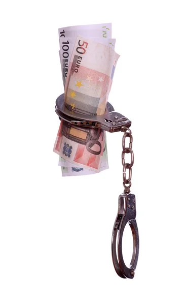 Handcuff with euros — Stock Photo, Image