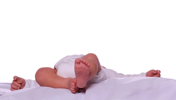 Sleeping cute newborn in diaper — Stock Photo, Image