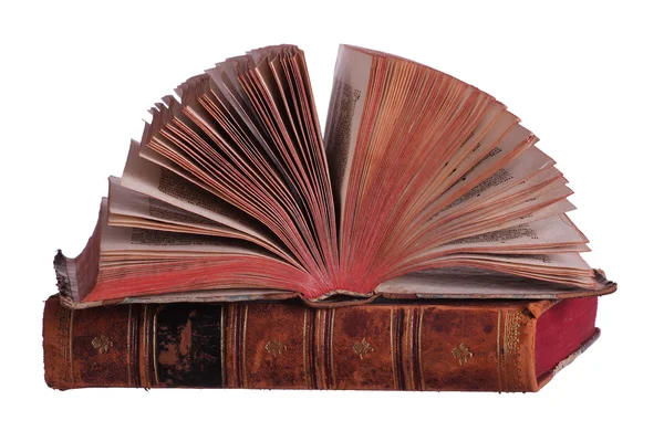 Stapel alter Bücher mit aufgefächerten Seiten — Stockfoto