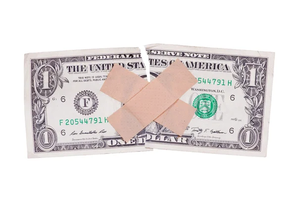 Dollar note with tape — Stock Photo, Image