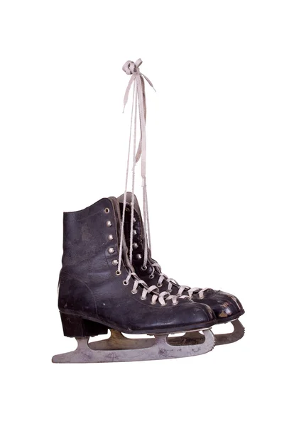 Velhos patins de gelo preto Imagem De Stock