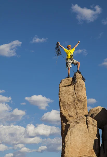 Climber on the summit. — Stock Photo, Image