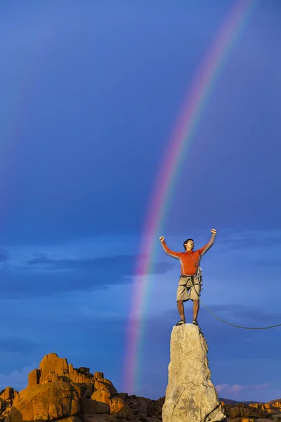 Climber on the summit. — Stock Photo, Image