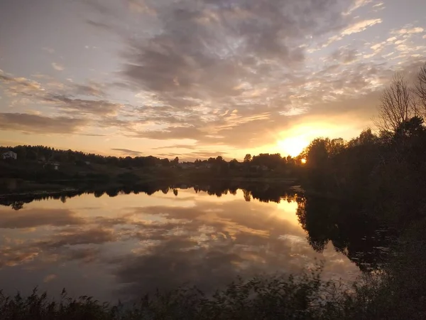 Incrível Pôr Sol Lago Norte — Fotografia de Stock