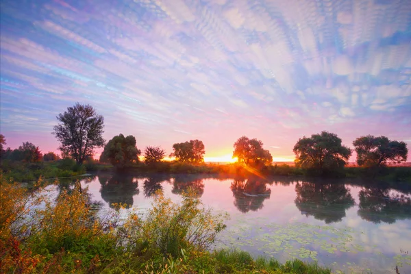 Landscape sunset on the river — Stock Photo, Image