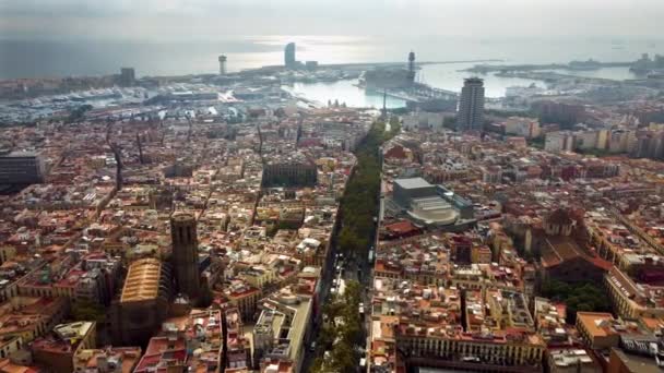 Flygfoto över Barcelona distrikt, Spanien. — Stockvideo