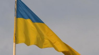 Ukrayna bayrağının yavaşça dalgalanması. Ulusal Renk Ukrayna Sarı-Mavi.