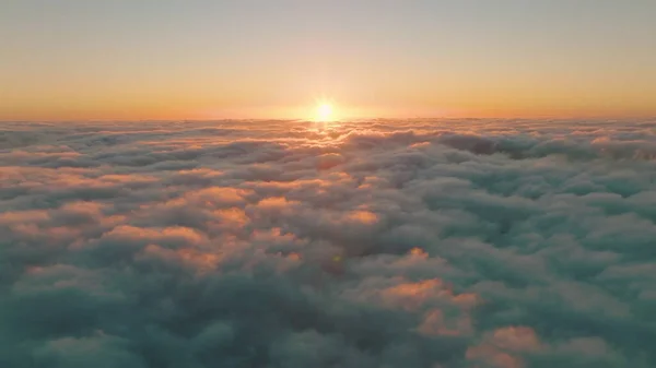 Clouds in the morning light. Aerial view of cumulus clouds. 4k. UHD — Stockfoto