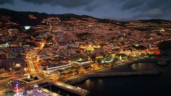 Top view of Funchal town on Madeira. City bay on the island. — Stock Photo, Image