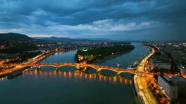 Budapeşte Nin Hava Görüntüsü Macaristan Parlamentosu Balıkçı Kalesi Macaristan — Stok video