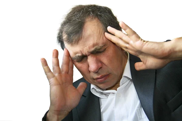 Mann mit starken Kopfschmerzen — Stockfoto