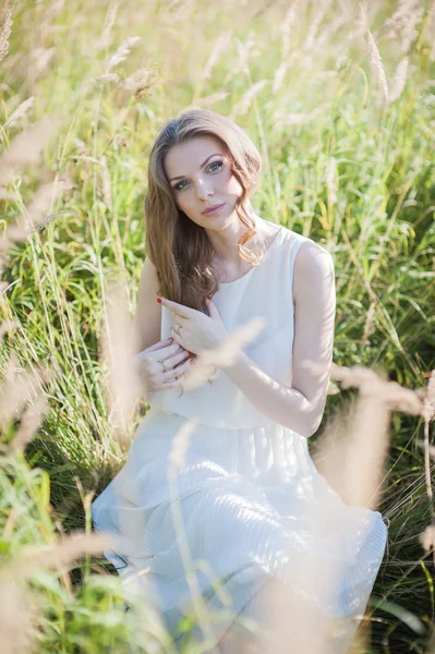 Girl in the high grass. — Stock Photo, Image