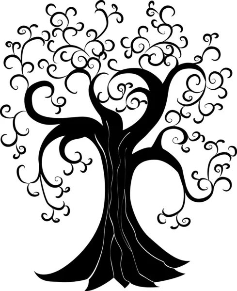 Arbre avec tourbillons — Image vectorielle