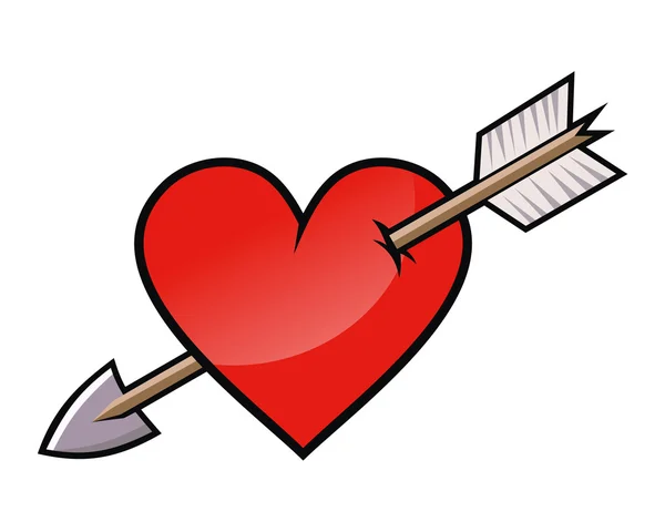 Coeur rouge avec flèche — Image vectorielle