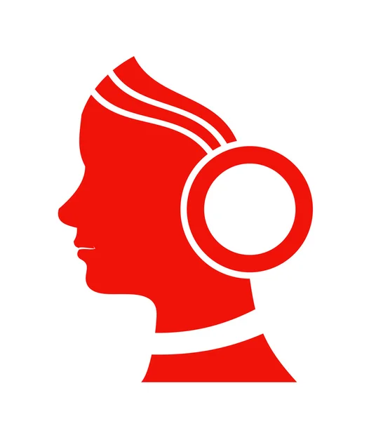 Silueta chica en los auriculares — Vector de stock