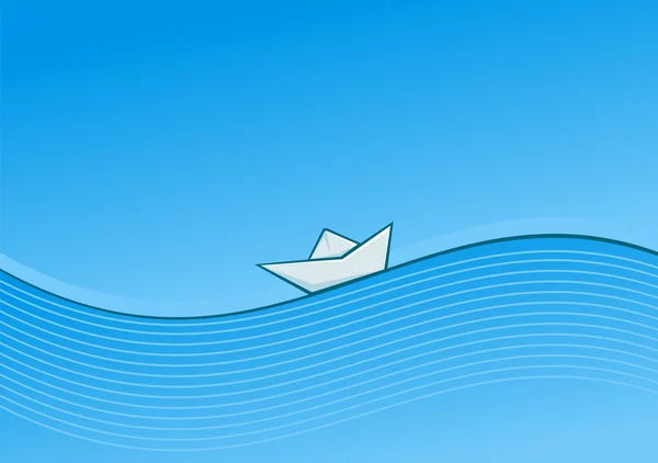 Navire sur vagues — Image vectorielle
