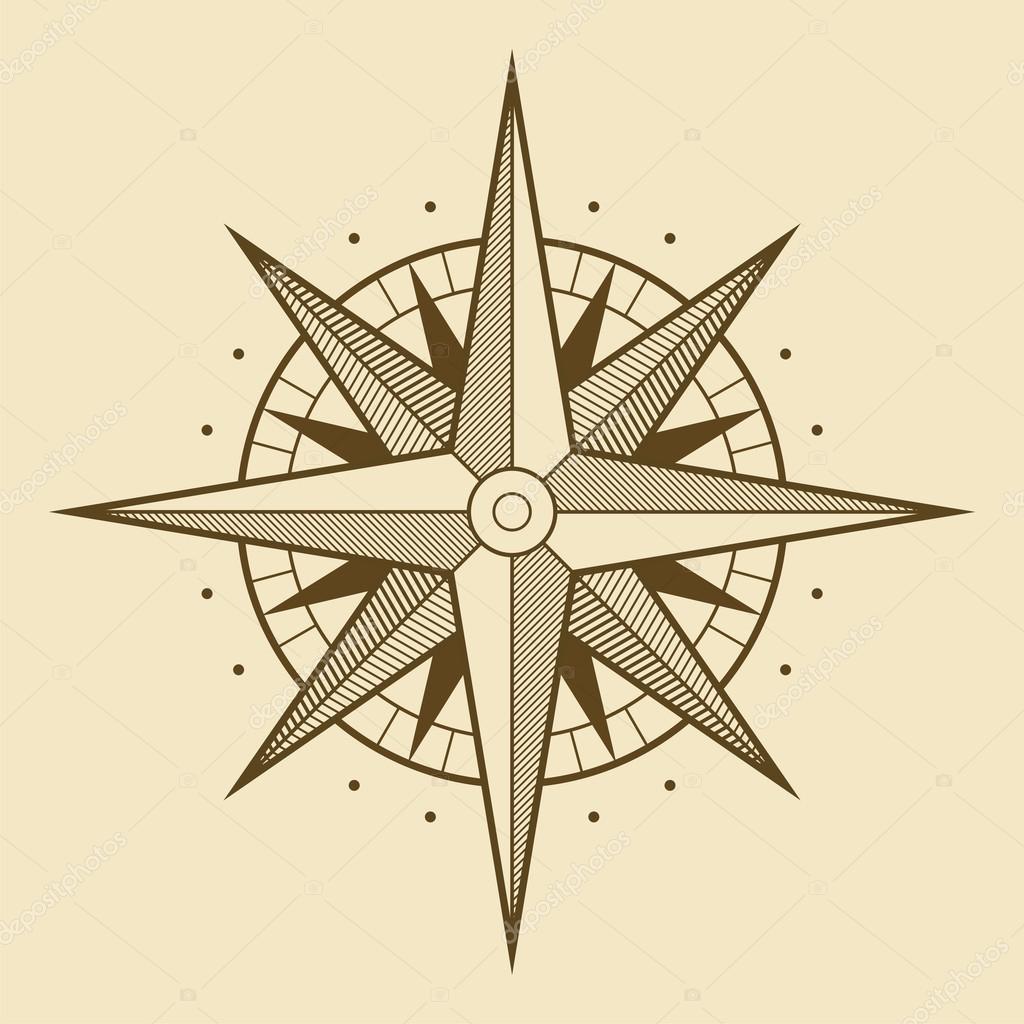 Vector oldstyle wind rose compass