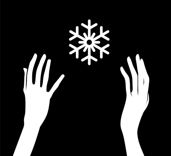 Hands and snow — Stock Vector