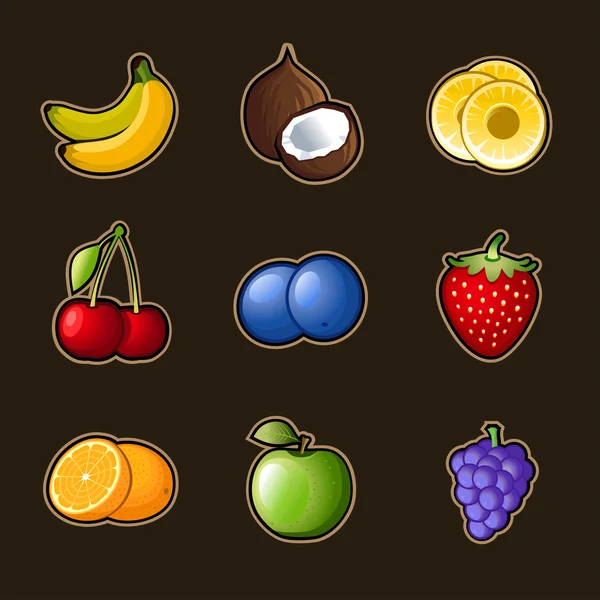 Definir ícones de frutas — Vetor de Stock