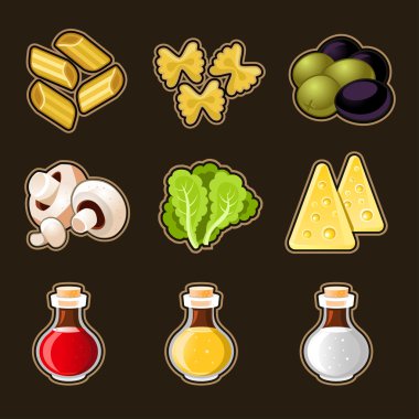 İtalyan yemeği Icon set