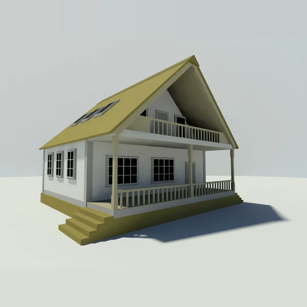 Haus auf weißem Hintergrund. erstellt in 3D. — Stockfoto