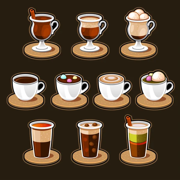Koffie en thee beker set. — Stockvector
