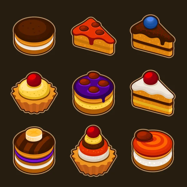 Conjunto de cupcakes iconos — Vector de stock