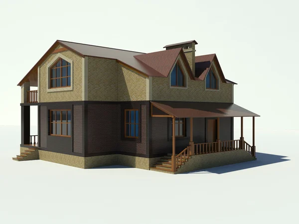 Дом 3D на белом фоне . — стоковое фото
