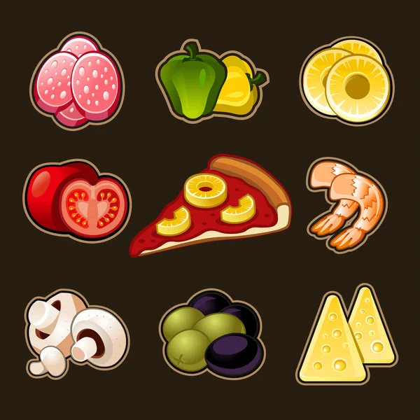 Conjunto de iconos de pizza — Vector de stock