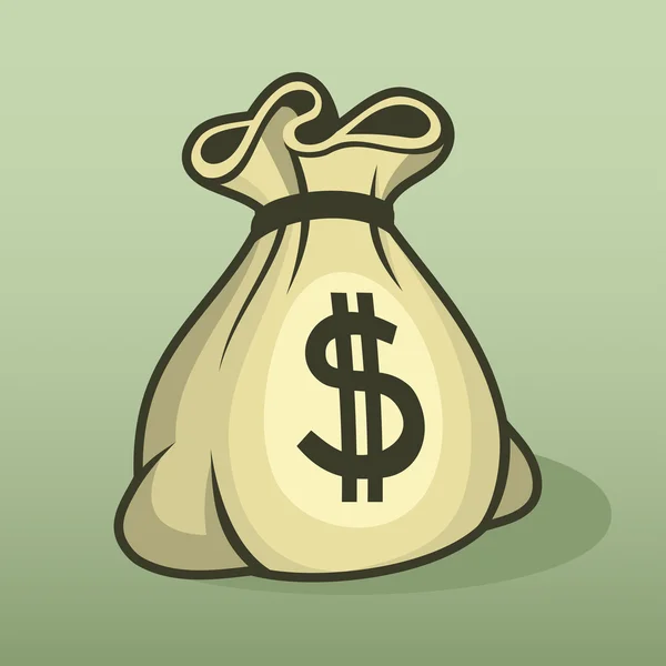 Icône argent avec sac, vecteur de couleur . — Image vectorielle