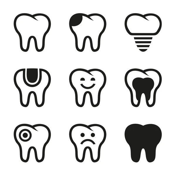 Ensemble d'icônes vectorielles de dents — Image vectorielle