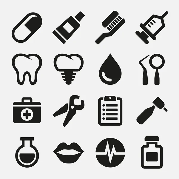 Tandheelkundige icons set — Stockvector