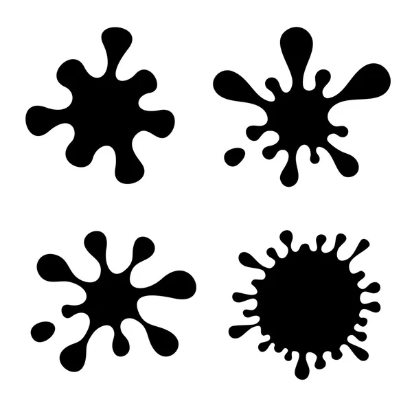 Quattro macchia nera impostato su sfondo bianco — Vettoriale Stock