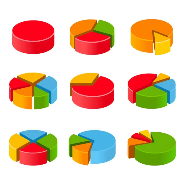 Graphiques à secteurs segmentés et multicolores — Image vectorielle