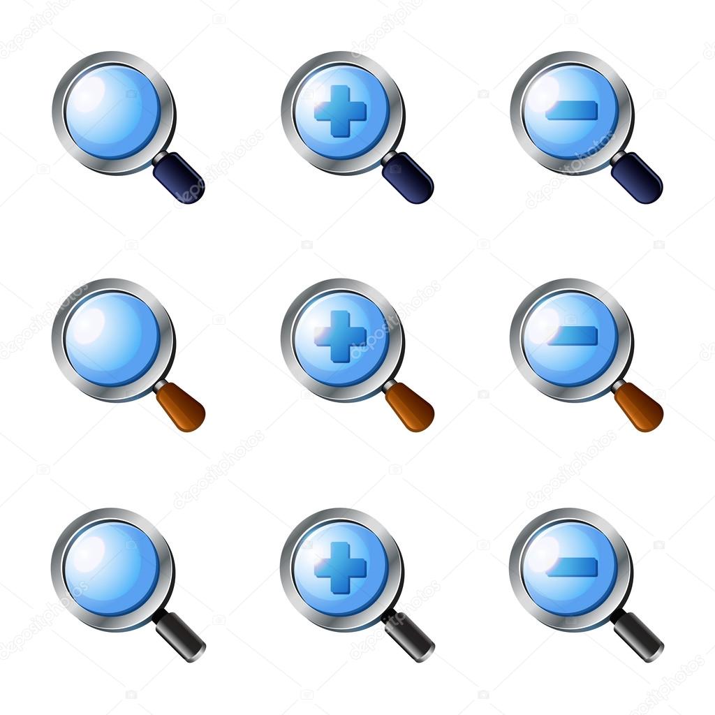 Realistic Vector Zoom icons set