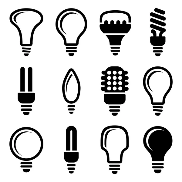Glödlampor. Ikonuppsättning för glödlampor — Stock vektor